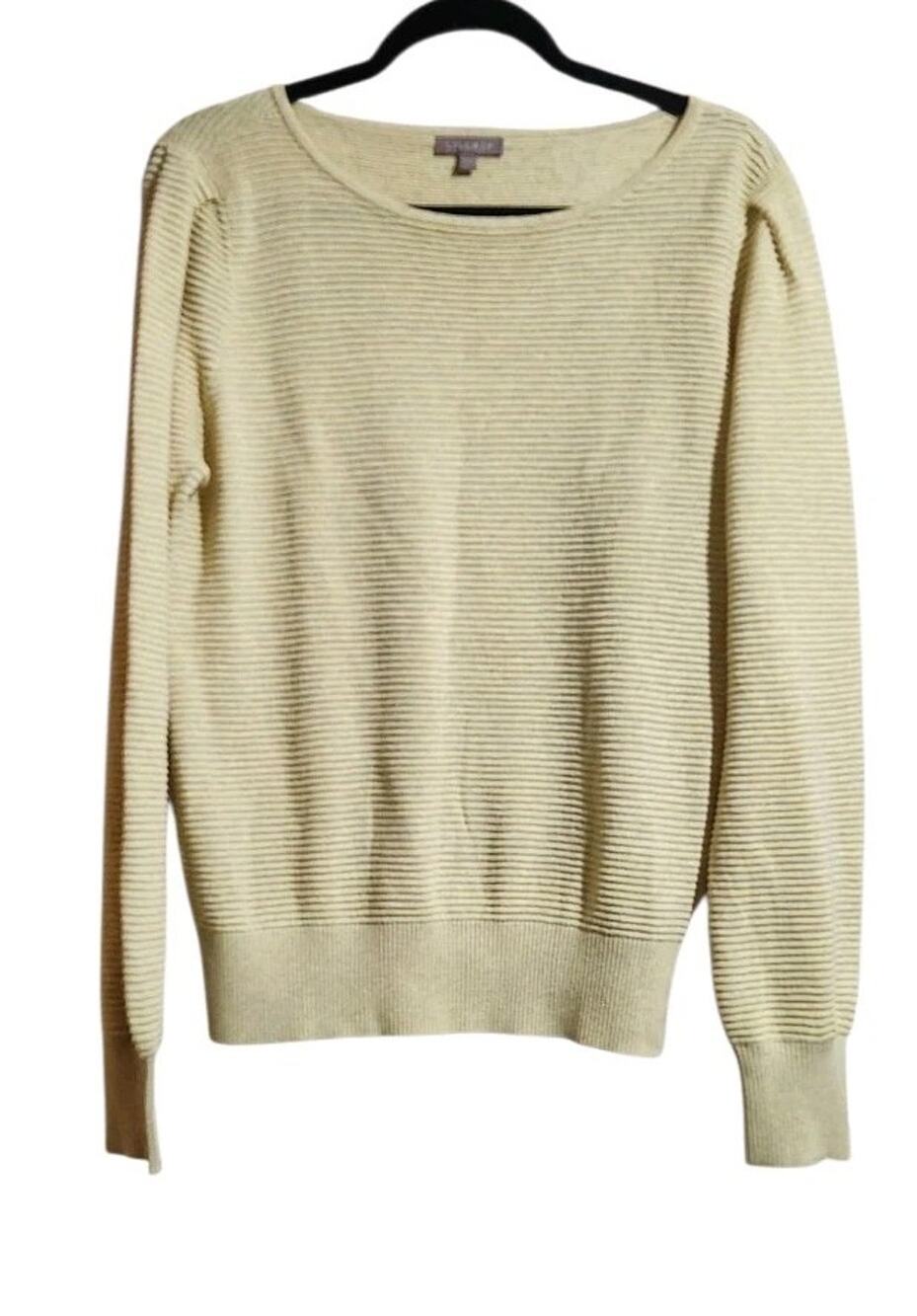 Lilla P Ribbed Lightweight Sweater Women's L Yellow Balloon Long Sleeve Pullover